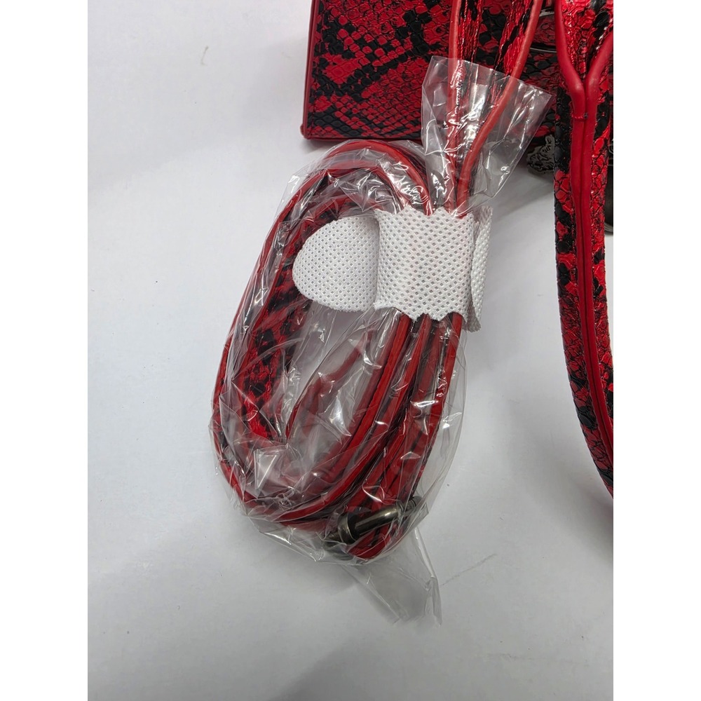 Ed Hardy Red Black Snakeskin Satchel Bag Y2K Skull Tiger Charms Crossbody NEW - Picture 5 of 6